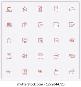 icon set about shopping with keywords trading, shoes and electronic money