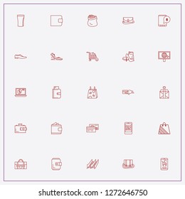 icon set about shopping with keywords shoe, credit card and parcel box
