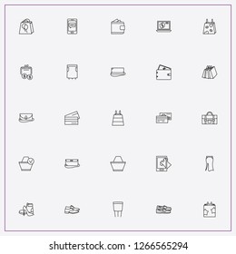 icon set about shopping with   mobile message, shoes and bank cards