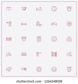 icon set about sleep with keywords decker bed, baby pacifier and clock