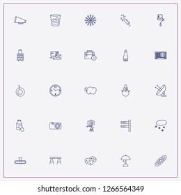 icon set about space with   case, swing from tire and loudspeaker