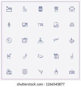 icon set about space with keywords loudspeaker, golf stick and bottle with glass
