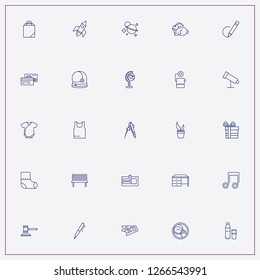 icon set about space with keywords bag, desk and ball pen