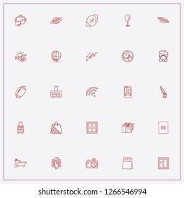 icon set about space with keywords v, shopping bag and travel