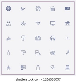 icon set about space with keywords computer monitor, matches box and painting brush