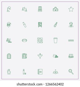icon set about space with  window, cupboard and chandelier