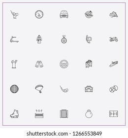 icon set about sport with keywords car, bike gloves and weight