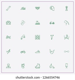 icon set about sport with keywords weights, bow and arrow and dumbbell