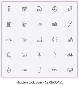 icon set about sport with keywords boxing helmet, sport spectacles and skates