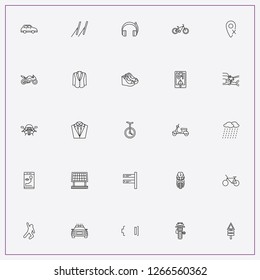 icon set about street with keywords car wipers, bicycle and dead body silhouette