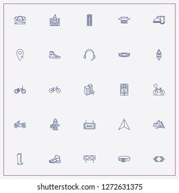 icon set about street with keywords sneakers, fireplug and road sign