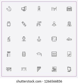 icon set about student with keywords school, microscope and library employee