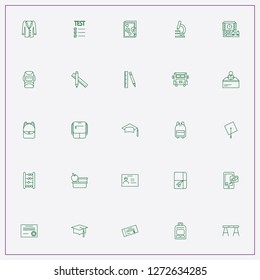 icon set about student with keywords backpack, reading and driving license