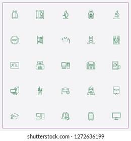 icon set about student with keywords student award, computer and library employee