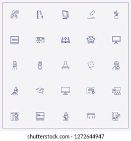 icon set about student with keywords flash card, student class and pencil box