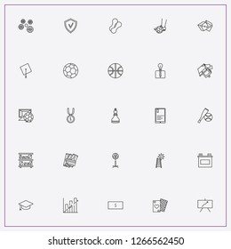 icon set about success with  fan, student hat and ladder