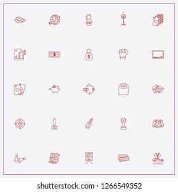 icon set about success with keywords money bag, target and fist