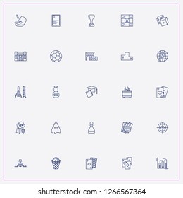 icon set about success with keywords chess board tactics, rocket and building