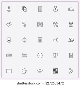 icon set about success with keywords dice, start sign and money bag