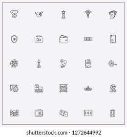 icon set about success with keywords percentage worldwide, roulette casino and health sign