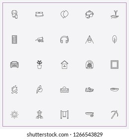 icon set about summer with keywords car, tureen and scythe