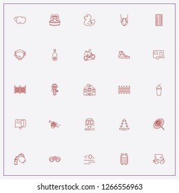 icon set about summer with keywords fence, tree and thermometer