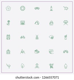 icon set about summer with keywords lighthouse, flower and farm