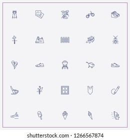 icon set about summer with keywords sneaker, pencil drawing and fence