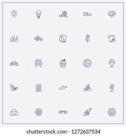 icon set about summer with keywords bicycle riding, volleyball and forest
