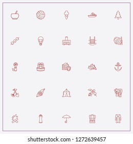 icon set about summer with keywords volleyball, barbecue and fountain
