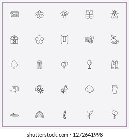 icon set about summer with keywords balloons, aquarium and thunder cloud