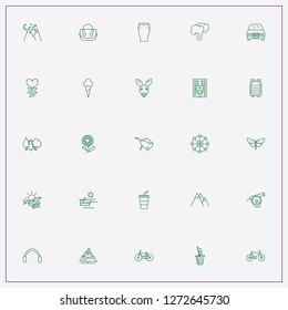 icon set about summer with keywords rain cloud, mountains and wheelbarrow