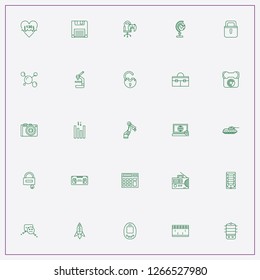 icon set about technology with keywords game station, lock and space ship