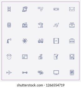 icon set about technology with keywords mobile cover, drill and atom