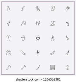 icon set about tools with   garage, man with scythe and pencil box