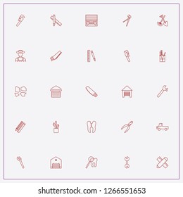icon set about tools with keywords nippers of dentist, pencil box and saw