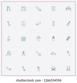 icon set about tools with keywords garage, man with scythe and ruler with pencil