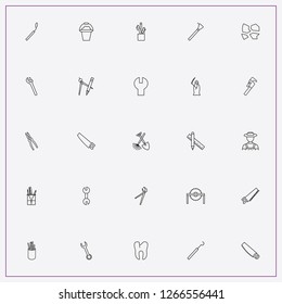 icon set about tools with keywords saw, compass with pen and pencil with ruler