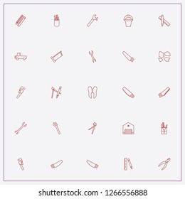 icon set about tools with keywords pickup, compass with pen and caries of tooth