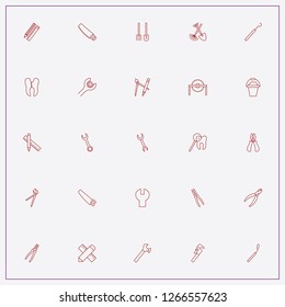 icon set about tools with keywords nippers of dentist, compass with pen and table saw
