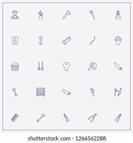 icon set about tools with  pencil and scale, caries of tooth and saw