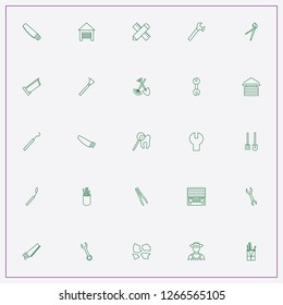 icon set about tools with   pencil with ruler, shovel with pitchfork and pliers