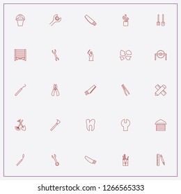 icon set about tools with   pencil box, archeology and bucket with sand toy