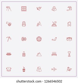 icon set about tourism with keywords camping tent, camping and airport seats
