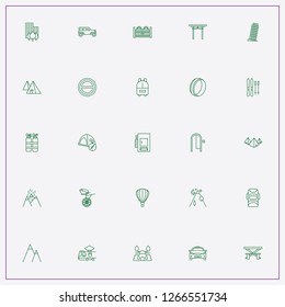 icon set about tourism with keywords city park, air balloon and temple