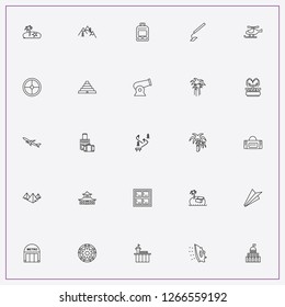 icon set about tourism with keywords paper plane, backpack and flatiron