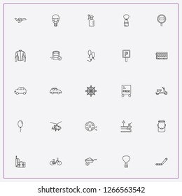 icon set about transport with   baggage, no entry road sign and bike uniform