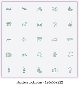 icon set about transport with keywords golf car, parcel loading and road sign