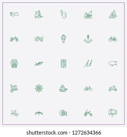 icon set about transport with keywords scooter, loader and parcel trolley