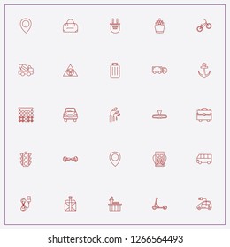 icon set about transport with   parcel box, location and radioactive sign